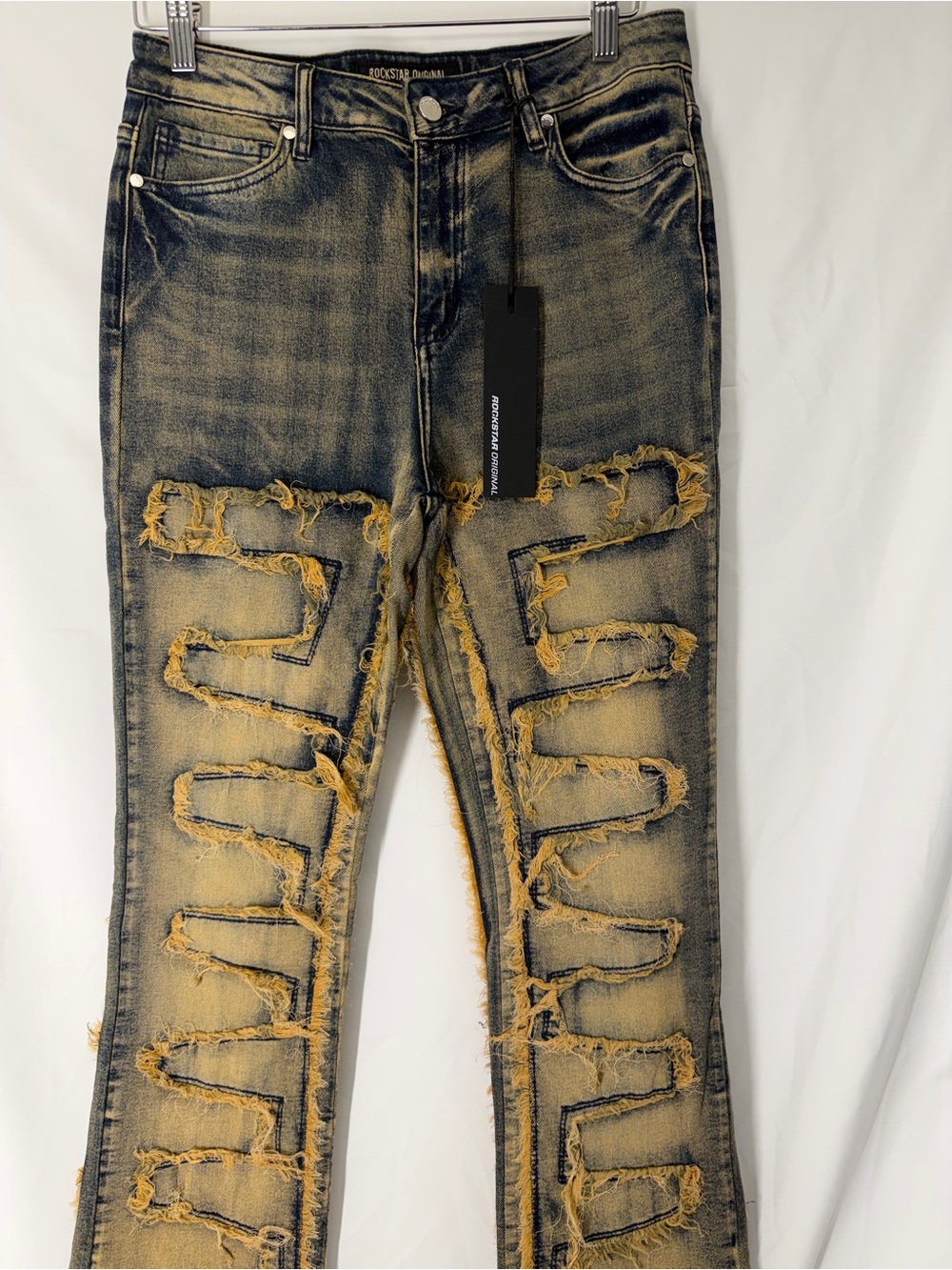 NWT Rockstar Original Zariyah Tinted Dark Wash Stacked Flare Jeans Size L